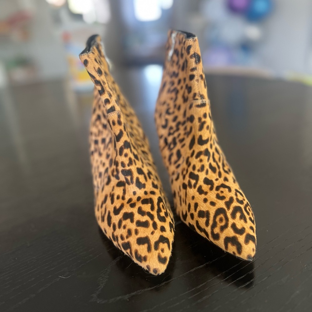 Halogen Leopard Print Pointed Toe Ankle Boots - C… - image 3